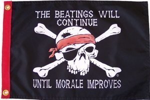 The Beatings Will Continue 3' x 5' Grommeted Pirate Flag