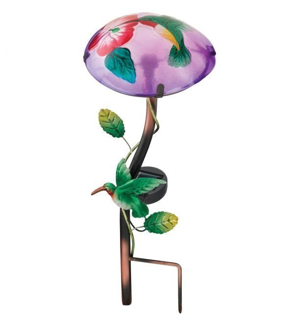 Mushroom Solar Garden Light Stake - Hummingbird -0