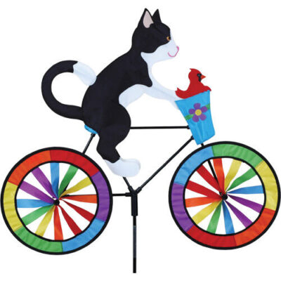 Tuxedo Cat on a Bicycle/Bike Garden Yard Spinner - 30" by Premier