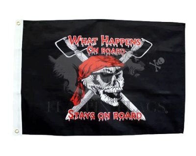 What Happens on Board 3' x 5' Grommeted Pirate Flag