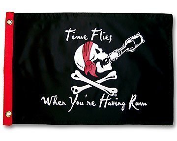 Time Flies w/Rum 12" x 18" Grommeted Pirate Flag