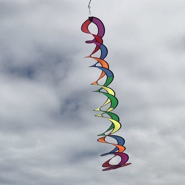 Rainbow Medium Curlie Duet Mesmerizing 32" Double Twister Hanging Outdoor Decoration by In the Breeze