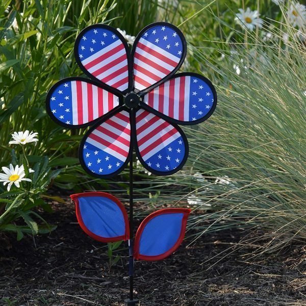 Patriotic Flower Garden Spinner by In The Breeze - 12"