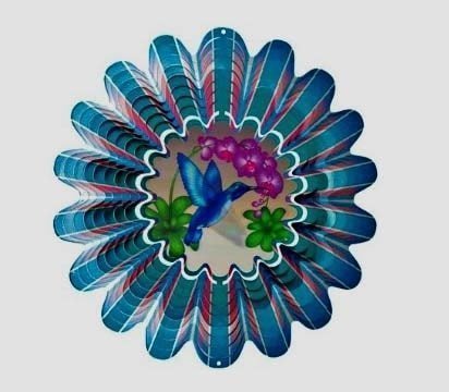 Sepia Hummingbird Animated Wind Spinner by Spinfinity - 6.5" Diameter-0