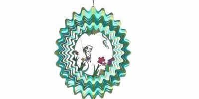 Teal Butterfly 3D Wind Spinner by Spinfinity - 12" Diameter-0