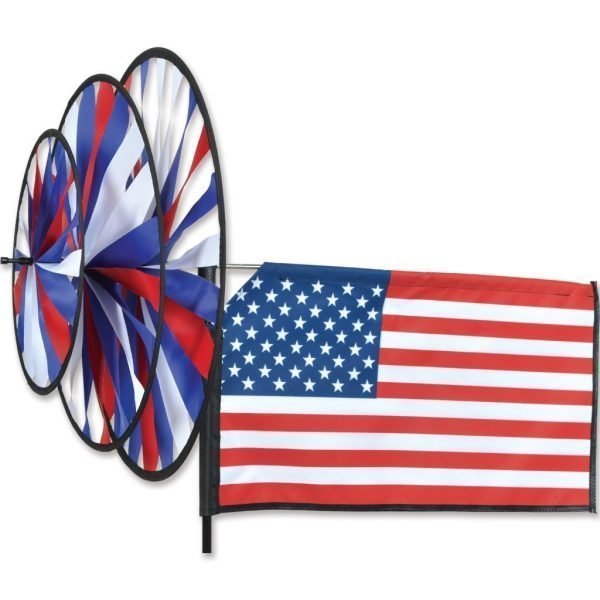 American Flag Triple Wheel Garden Spinner by Premier