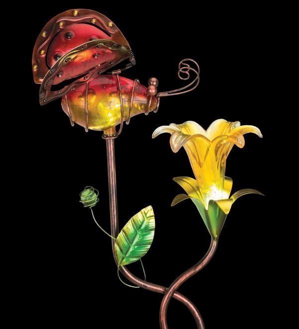 Ellipse Flower Solar Stake - Ladybug-126885