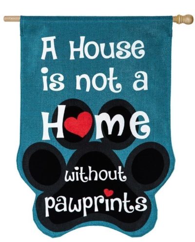 Paw Prints Burlap House Flag by Evergreen