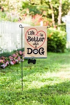 Life is Better with a Dog Garden Burlap Flag