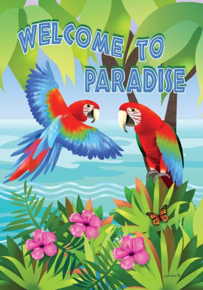 Paradise Parrots Garden Flag by Custom Decor