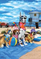 Dogs on the Beach Garden Flag by Custom Decor