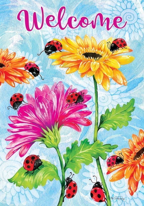 Ladybugs & Flowers Garden Flag by Custom Decor