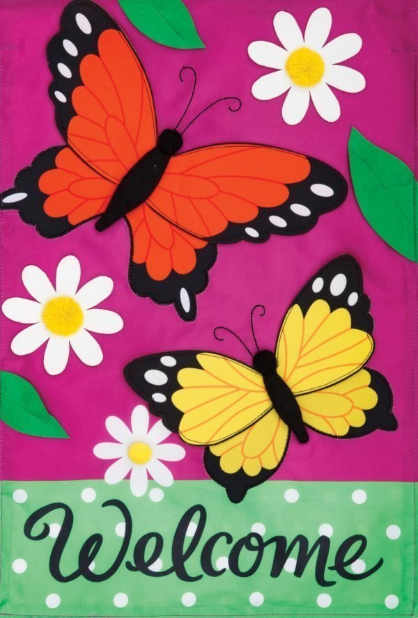 Butterfly Daisies Applique Garden Flag by Custom Decor