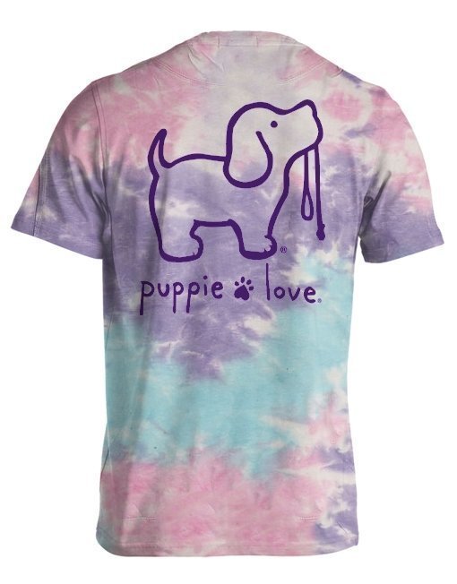 Puppie Love Cotton Candy Tie Dye Pup Short Sleeve T-Shirt by Maryland Brand