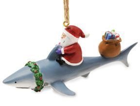 Santa & Shark - Christmas Ornament