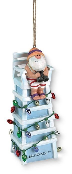Santa on Lifeguard Chair - Christmas Ornament