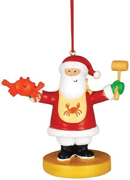 Santa with Crab & Mallet - Christmas Ornament