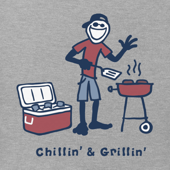 Grill Jake Men's Heather Gray Vintage Crusher Tee by Life Is Good-127738