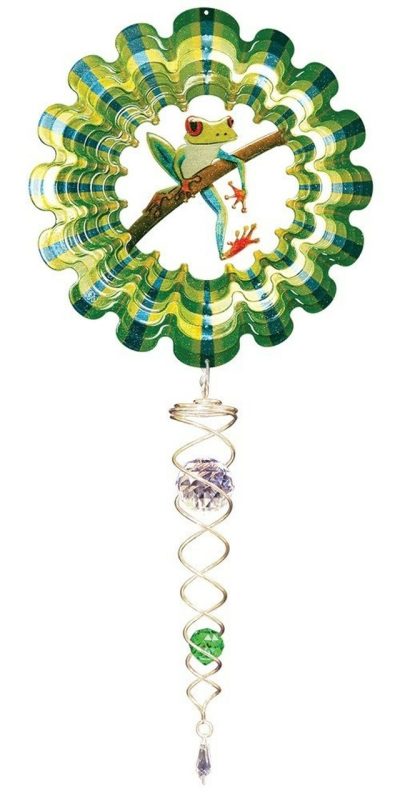 Frog Mini Metal Wind Spinner Set With Tail by Spinfinity - 6.5" Diameter