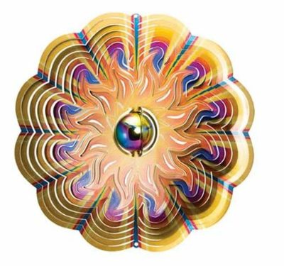 Gazing Ball Sun Metal Wind Spinner by Spinfinity - 14" Diameter