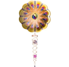 Gazing Ball Sun Mini Metal Wind Spinner Set With Tail by Spinfinity - 6.5" Diameter