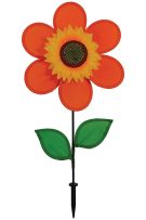 Orange Sunflower Wind Garden Yard Spinner with Leaves 12" by In The Breeze