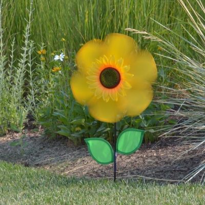 Sunflower Garden Spinner with Leaves 12" - by In the Breeze