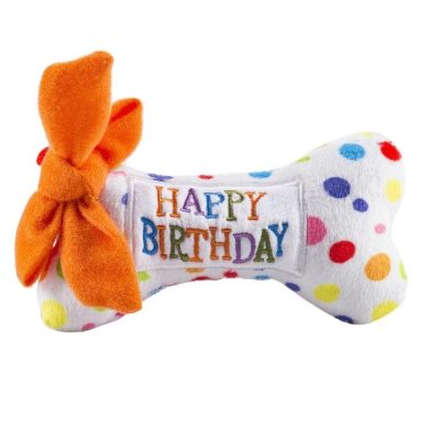 Happy Birthday Bone Soft Dog Toy - 4"