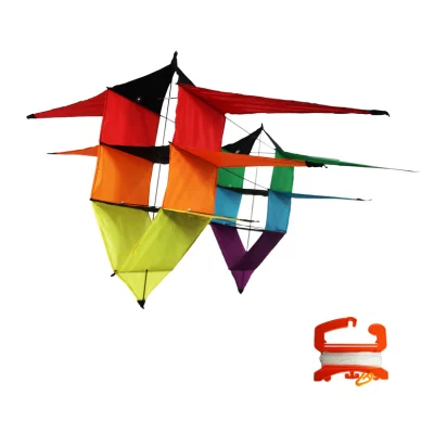SuperSize Cellular TriStar 3D Nylon Kite 50 Inches Tall by WindNSun WindNSun's TriStar kids kite impresses with its unique and dazzling 3D design. The artfully crafted construction spins through the air and mesmerizes with its eye-catching geometric colors. Once you've seen the TriStar in action you'll never look at kites the same way again. The TriStar is part of WindNSun's SuperSize Cellular line and features a fiberglass frame and ripstop nylon for the ultimate durability. If you want a new and exciting kite flying experience, check out the TriStar today.